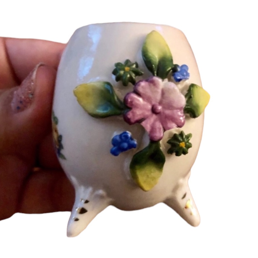 Vintage Hand Painted Floral Toothpick Holder, Made in Germany